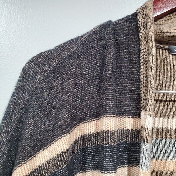 Vince Brown Stripe Wool Cashmere Open Front Cardigan Sweater Short-Sleeved XS/S - Picture 9 of 15